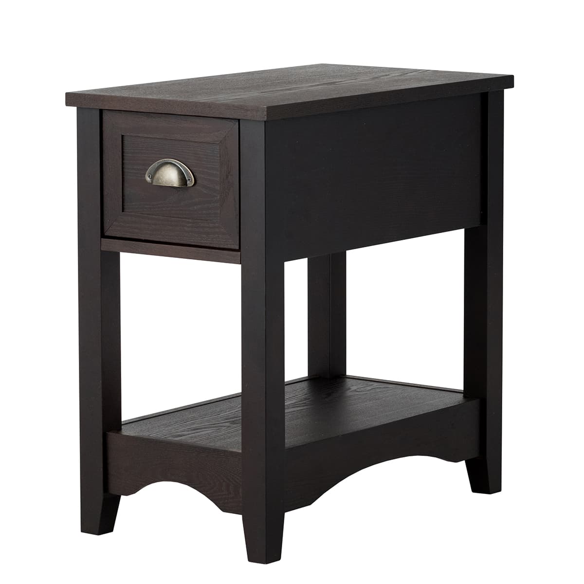 CostwayTable d'Appoint, Table de Chevet avec Tiroir Pieds en Bois d'Hévéa Bout de Canapé Rétro pour Chambre Salon 56 x 33 x 58,5 cm Café